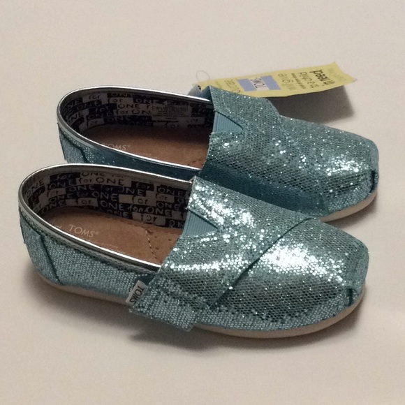 Toms tiny classic turquoise glitter size 11T - Picture 4 of 8